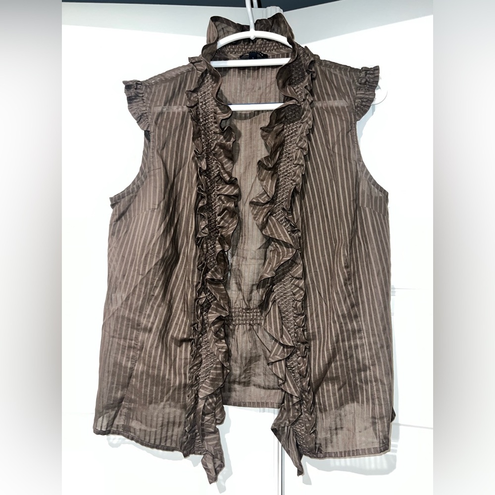The Limited Brown Striped Sleeveless Top